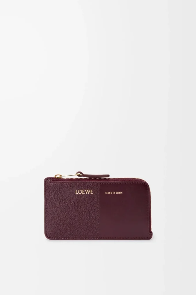 Coin cardholder in smooth and grained calfskin Dark Burgundy