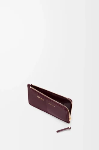 Coin cardholder in smooth and grained calfskin Dark Burgundy