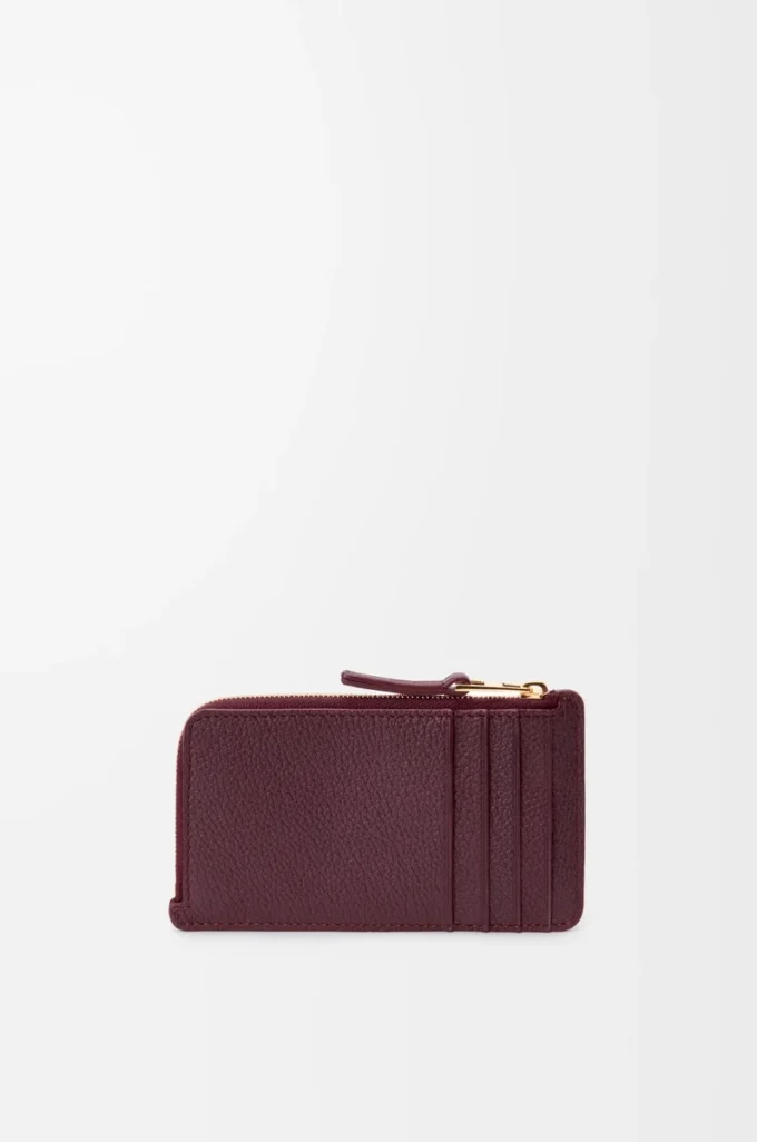 Coin cardholder in smooth and grained calfskin Dark Burgundy