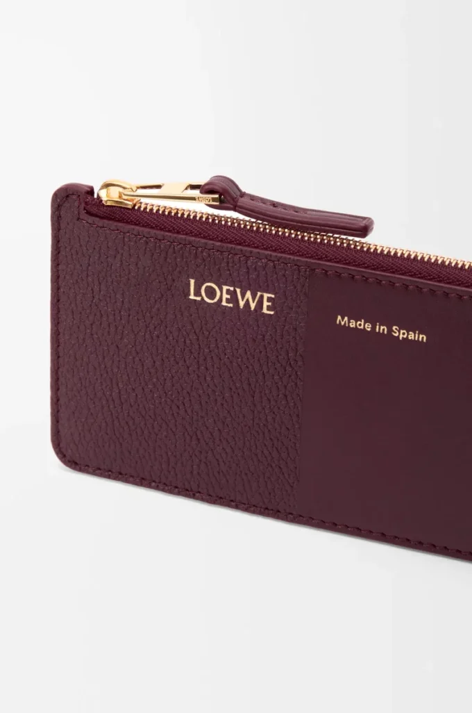 Coin cardholder in smooth and grained calfskin Dark Burgundy
