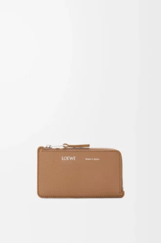 Coin cardholder in smooth and grained calfskin Mocha
