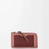 Coin cardholder in soft grained calfskin Blush/Mahogany Coin cardholder in soft grained calfskin Blush/Mahogany
