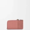 Coin cardholder in soft grained calfskin Blush/Mahogany Coin cardholder in soft grained calfskin Blush/Mahogany