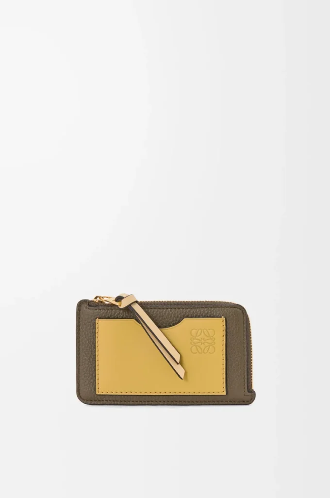 Coin cardholder in soft grained calfskin Dark Khaki Green/Ginger Coin cardholder in soft grained calfskin Dark Khaki Green/Ginger