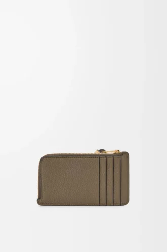 Coin cardholder in soft grained calfskin Dark Khaki Green/Ginger