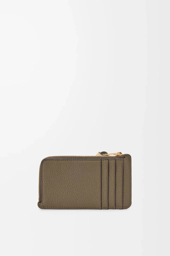 Coin cardholder in soft grained calfskin Dark Khaki Green/Ginger Coin cardholder in soft grained calfskin Dark Khaki Green/Ginger
