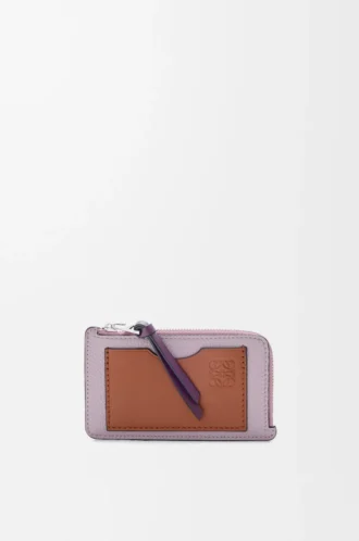 Coin cardholder in soft grained calfskin Dirty Mauve/Squirrel