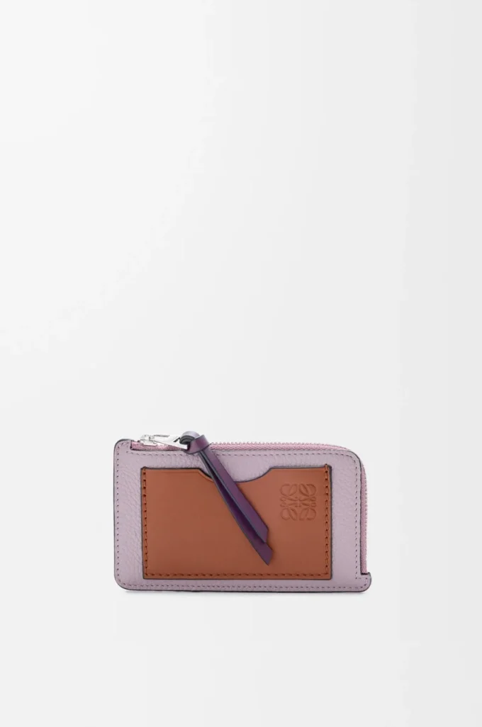 Coin cardholder in soft grained calfskin Dirty Mauve/Squirrel