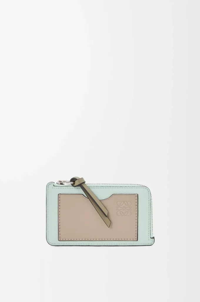 Coin cardholder in soft grained calfskin Frozen/Clay