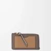 Coin cardholder in soft grained calfskin Taupe/Gold