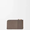 Coin cardholder in soft grained calfskin Taupe/Gold
