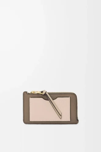 Coin cardholder in soft grained calfskin Taupe/Talc
