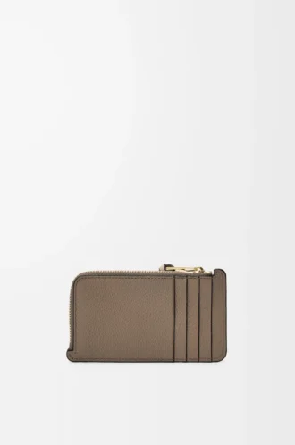 Coin cardholder in soft grained calfskin Taupe/Talc