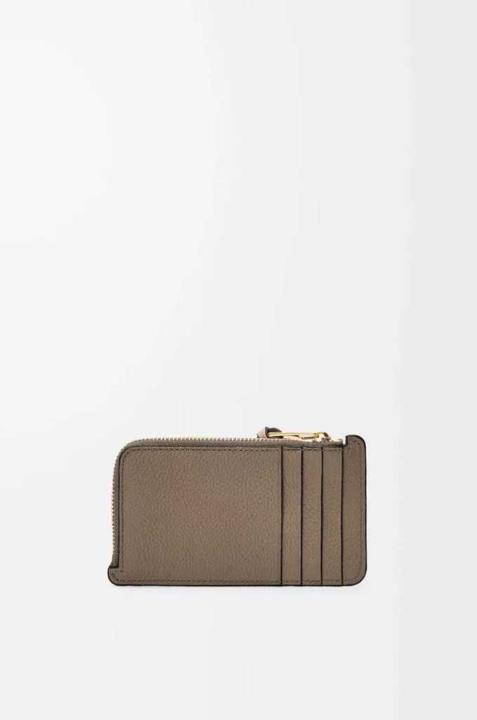Coin cardholder in soft grained calfskin Taupe/Talc