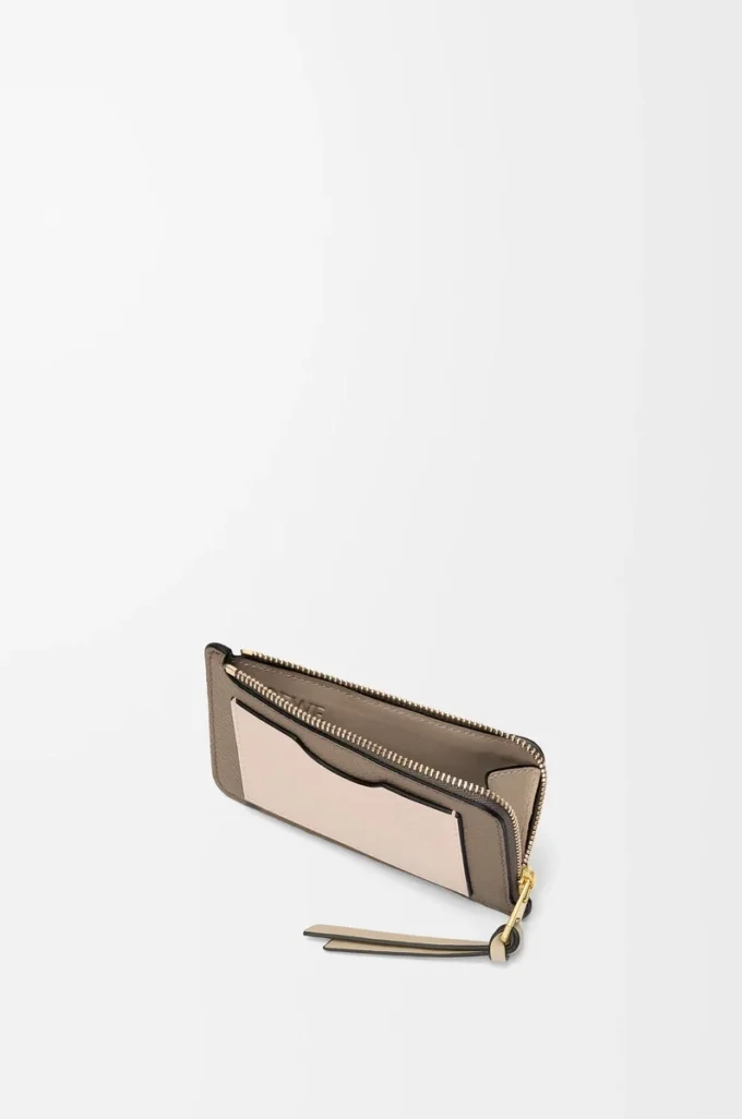 Coin cardholder in soft grained calfskin Taupe/Talc