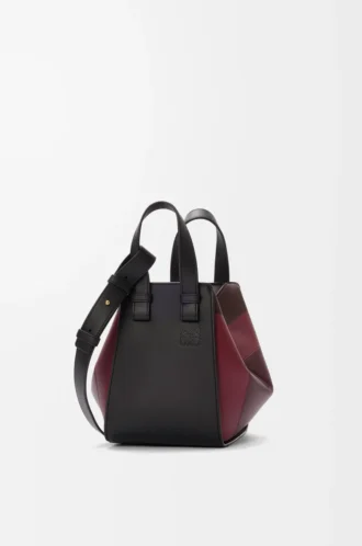 Compact Hammock bag in nappa calfskin Black/Burgundy