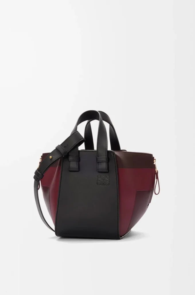 Compact Hammock bag in nappa calfskin Black/Burgundy