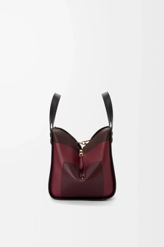 Compact Hammock bag in nappa calfskin Black/Burgundy