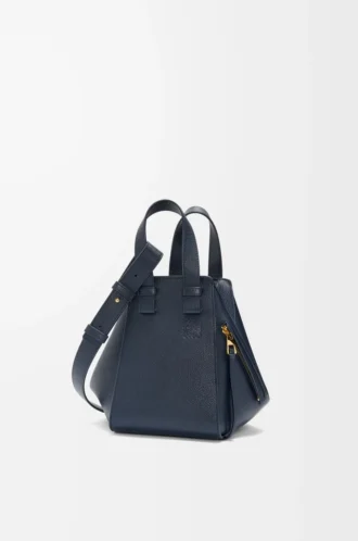 Compact Hammock bag in soft grained calfskin Deep Navy