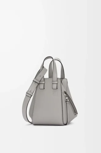 Compact Hammock bag in soft grained calfskin Pearl Grey