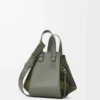 Compact Hammock bag in suede and classic calfskin Khaki/Green