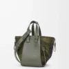 Compact Hammock bag in suede and classic calfskin Khaki/Green