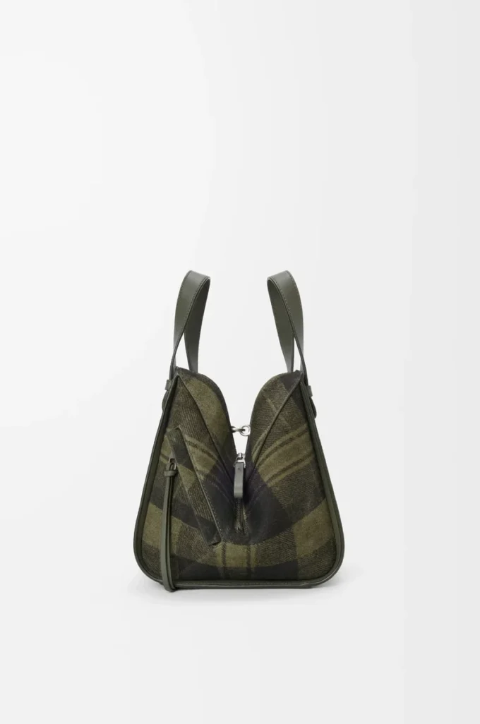 Compact Hammock bag in suede and classic calfskin Khaki/Green