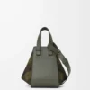 Compact Hammock bag in suede and classic calfskin Khaki/Green