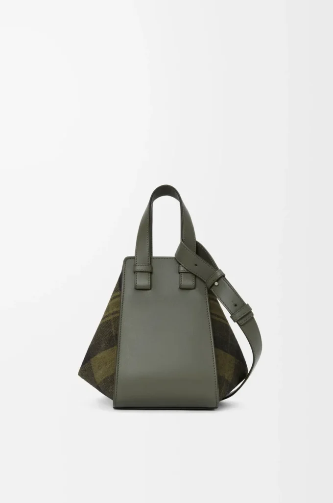 Compact Hammock bag in suede and classic calfskin Khaki/Green