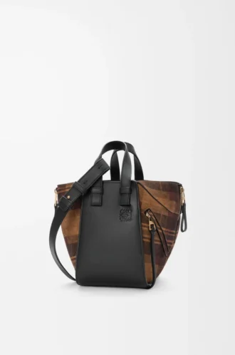 Compact Hammock bag in suede and classic calfskin Tan/Black