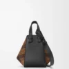 Compact Hammock bag in suede and classic calfskin Tan/Black