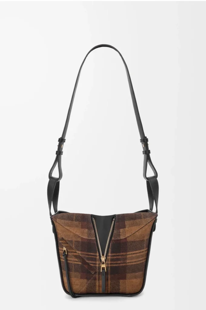 Compact Hammock bag in suede and classic calfskin Tan/Black