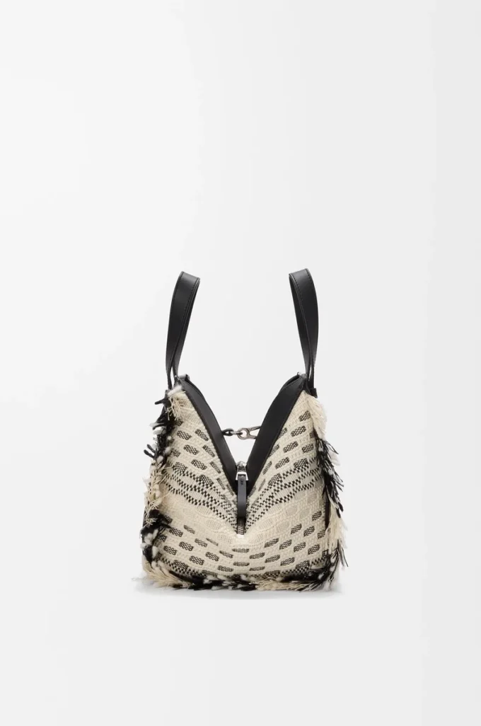 Compact Hammock bag in woven textile Black/White