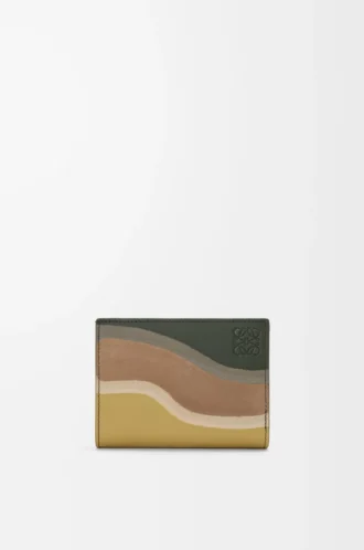Compact Landscape wallet in nappa calfskin Bottle Green/Ochre