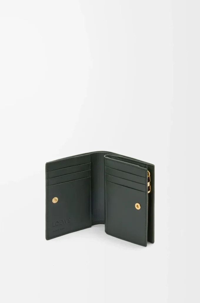 Compact Landscape wallet in nappa calfskin Bottle Green/Ochre Compact Landscape wallet in nappa calfskin Bottle Green/Ochre