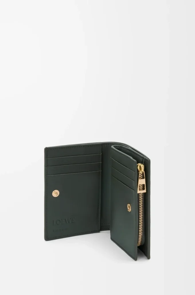 Compact Landscape wallet in nappa calfskin Bottle Green/Ochre Compact Landscape wallet in nappa calfskin Bottle Green/Ochre