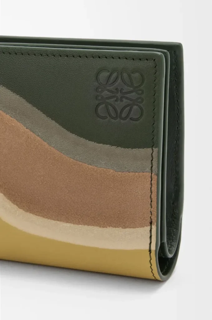 Compact Landscape wallet in nappa calfskin Bottle Green/Ochre Compact Landscape wallet in nappa calfskin Bottle Green/Ochre