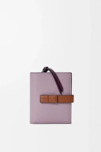Compact zip wallet in soft grained calfskin Dirty Mauve/Squirrel