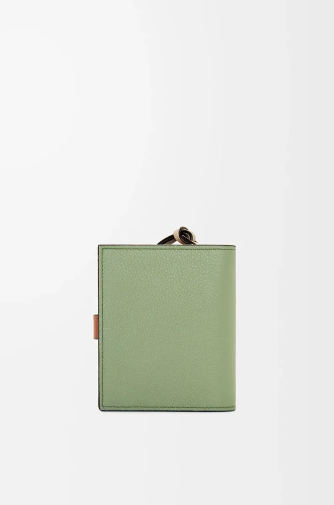 Compact zip wallet in soft grained calfskin Rosemary/Tan Compact zip wallet in soft grained calfskin Rosemary/Tan