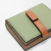 Compact zip wallet in soft grained calfskin Rosemary/Tan Compact zip wallet in soft grained calfskin Rosemary/Tan
