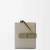 Compact zip wallet in soft grained calfskin Shell Grey/Eucalyptus