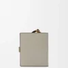 Compact zip wallet in soft grained calfskin Shell Grey/Eucalyptus