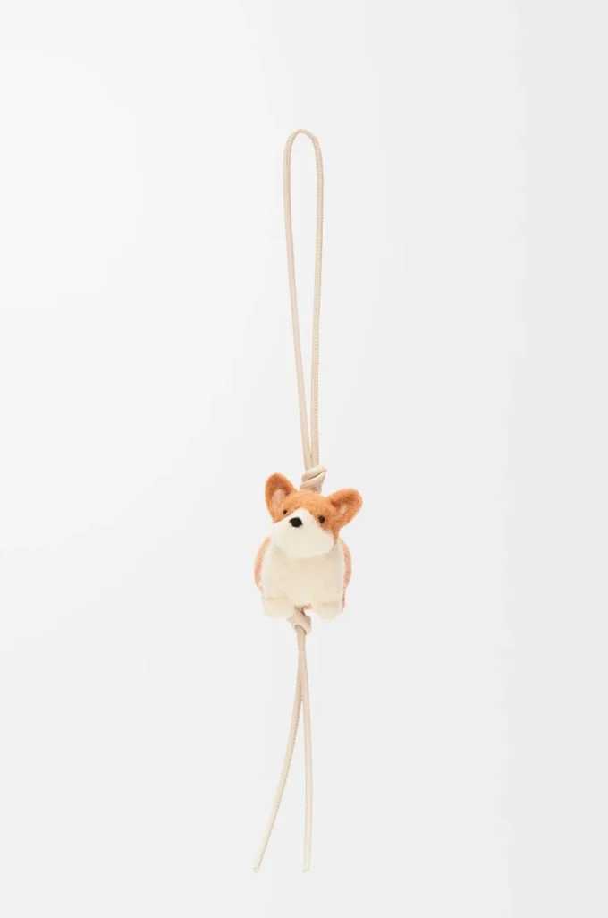 Corgi charm in felt and calfskin Soft White/Orange Corgi charm in felt and calfskin Soft White/Orange
