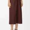 Cropped belted trousers in cotton and silk Coffee Cropped belted trousers in cotton and silk Coffee