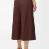 Cropped belted trousers in cotton and silk Coffee Cropped belted trousers in cotton and silk Coffee
