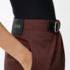 Cropped belted trousers in cotton and silk Coffee Cropped belted trousers in cotton and silk Coffee