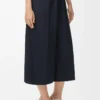Cropped belted trousers in wool Navy Blue Cropped belted trousers in wool Navy Blue