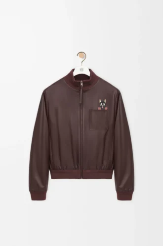 Cropped jacket in nappa lambskin Brown