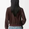 Cropped jacket in nappa lambskin Brown Cropped jacket in nappa lambskin Brown
