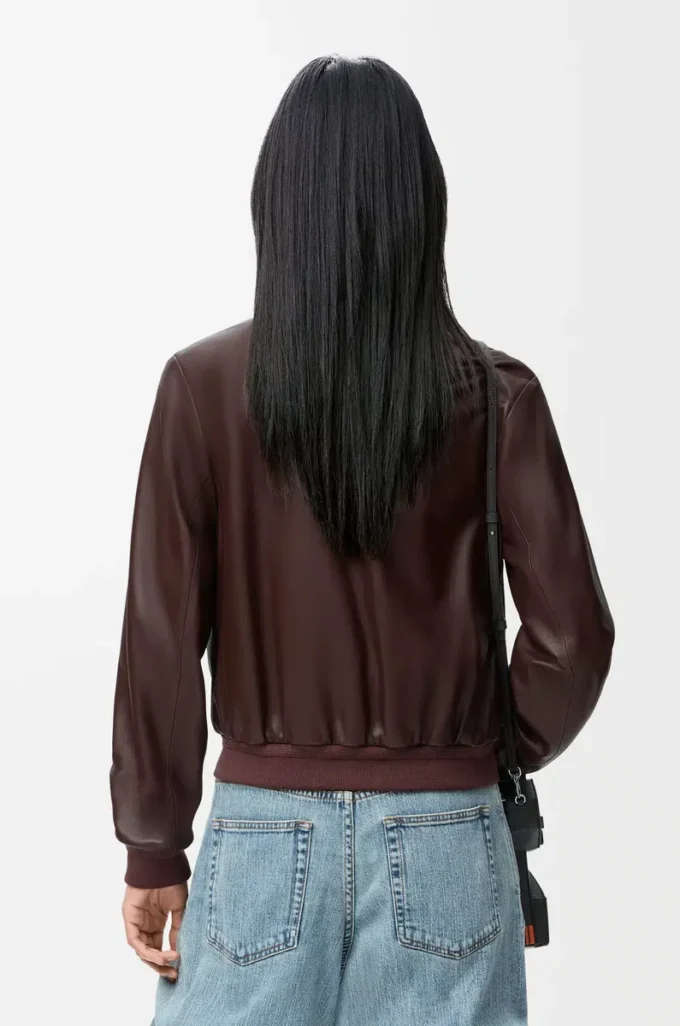 Cropped jacket in nappa lambskin Brown Cropped jacket in nappa lambskin Brown